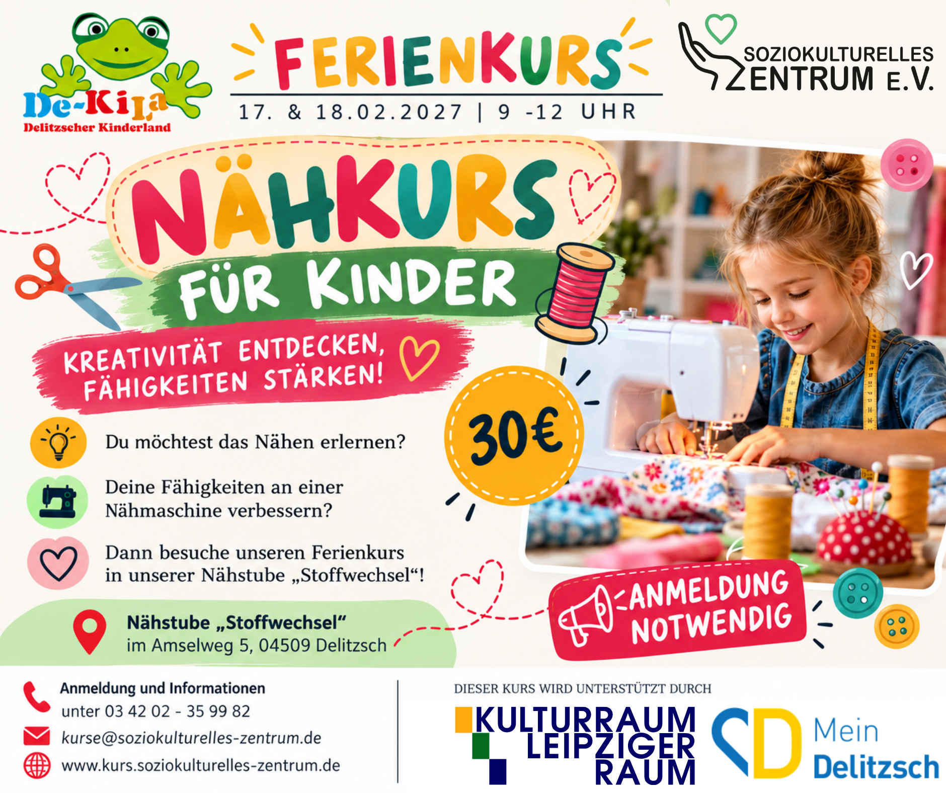 Nähkurs für Kinder – vergrößerte Ansicht